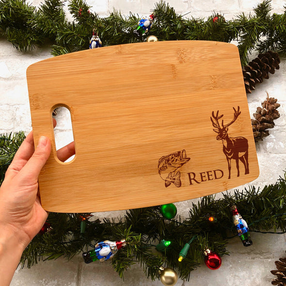 Largemouth Bass and Deer Personalized Cutting Board