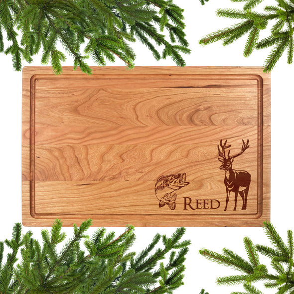 Largemouth Bass and Deer Personalized Cutting Board