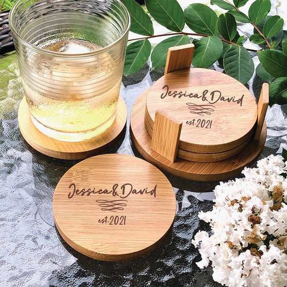 Personalized Coasters – Eco-Friendly Gift – Housewarming, Wedding, Anniversary