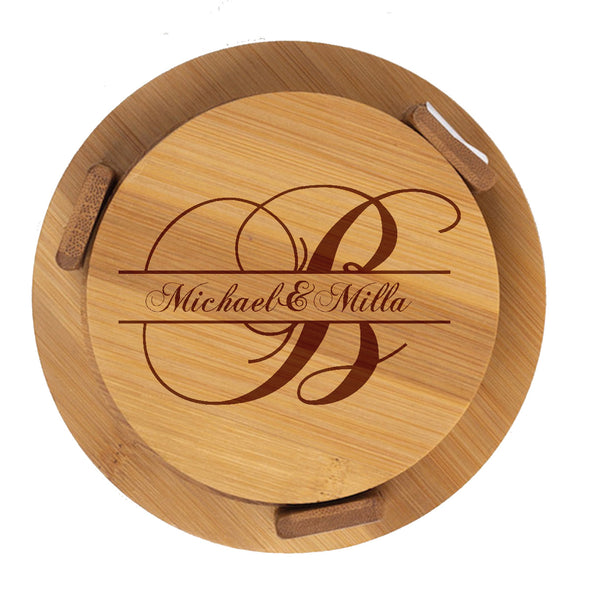 Coaster Set Personalized Bamboo Wedding Gift