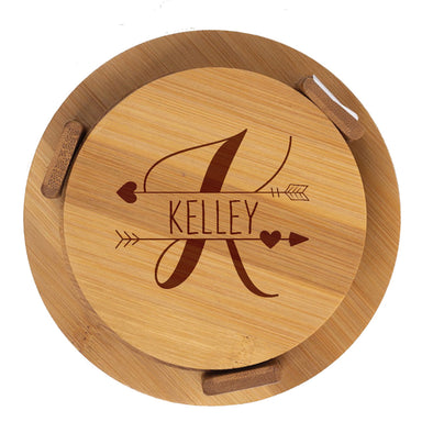 Coaster Set Of 4 Monogram Letter Bamboo