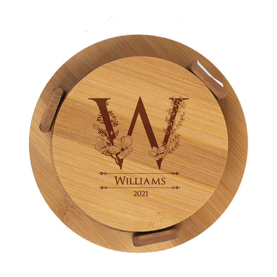 Custom Round Bamboo Coasters – Set of 4 – Personalized Drink Coasters – Eco-Friendly Gift – Housewarming, Wedding, Anniversary