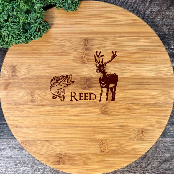 Largemouth Bass and Deer Personalized Cutting Board
