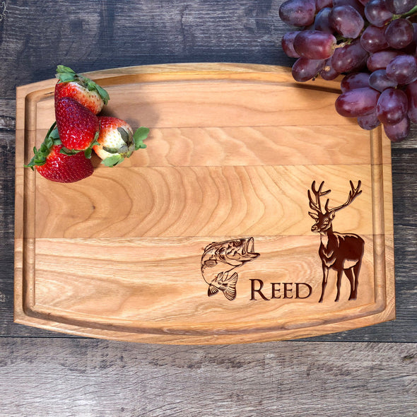 Largemouth Bass and Deer Personalized Cutting Board