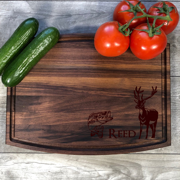 Largemouth Bass and Deer Personalized Cutting Board