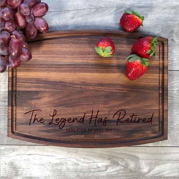 The Legend Has Retired Personalized Cutting Board Retirement Gift
