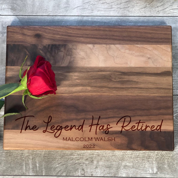 The Legend Has Retired Personalized Cutting Board Retirement Gift