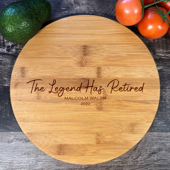 The Legend Has Retired Personalized Cutting Board Retirement Gift