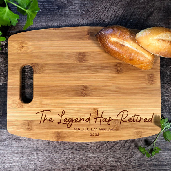 The Legend Has Retired Personalized Cutting Board Retirement Gift