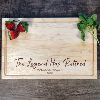 The Legend Has Retired Personalized Cutting Board Retirement Gift