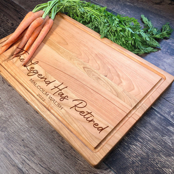 The Legend Has Retired Personalized Cutting Board Retirement Gift