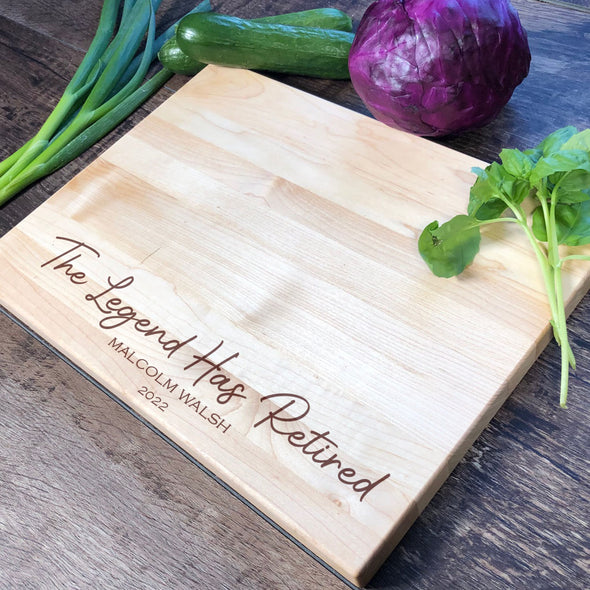 The Legend Has Retired Personalized Cutting Board Retirement Gift