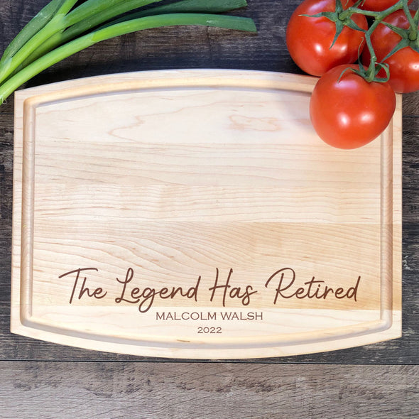The Legend Has Retired Personalized Cutting Board Retirement Gift