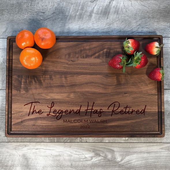 The Legend Has Retired Personalized Cutting Board Retirement Gift
