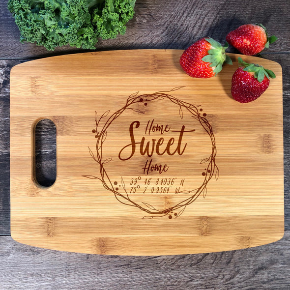 Home Sweet Home. GPS Coordinates. Personalized Board. Bamboo Board. M28
