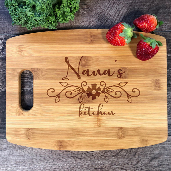 Nana's Kitchen. Engraved Cutting Board. Grandma. Granny. Mommy. Custom Name. M49