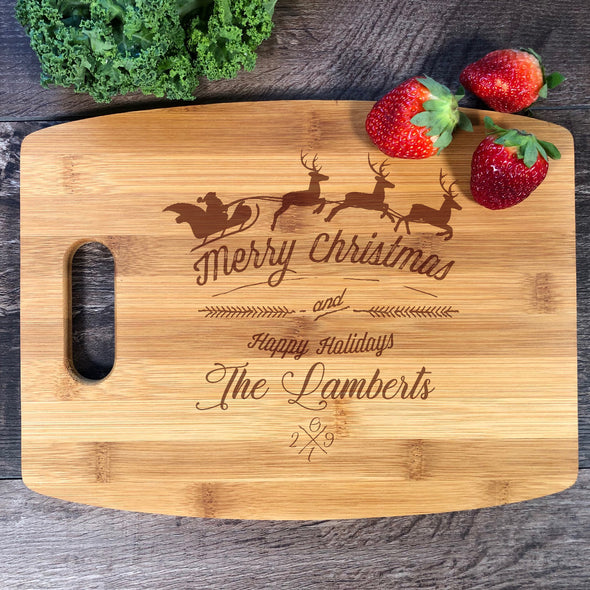 Merry Christmas Custom Cutting Board. Cheese Board. M59
