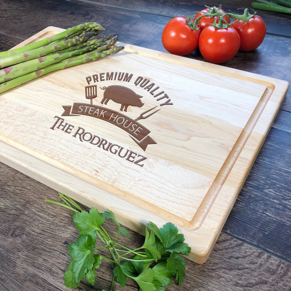 Premium Quality Steak House. Personalized Cutting Board. Customizable Gifts. M38