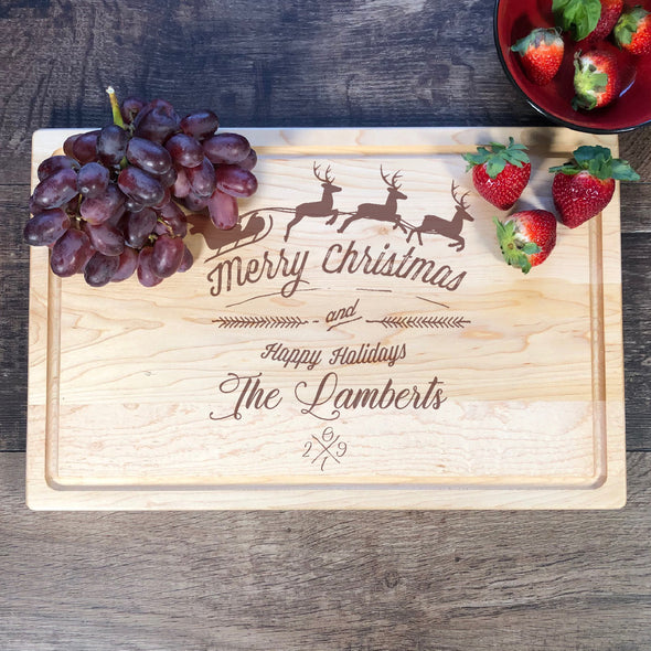 Merry Christmas Custom Cutting Board. Cheese Board. M59