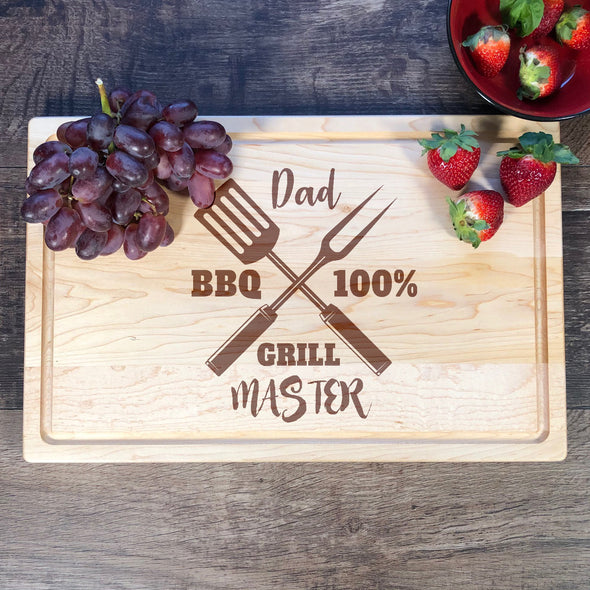 Grill Master. Engraved Cutting Board. Gift For Dad M36