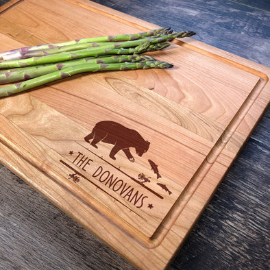 Fishing Bear Custom Cuttting Board. Your Name Here. M60