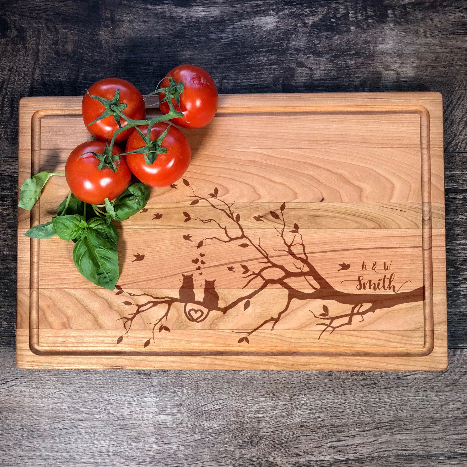 Personalized Cutting Board with Laurel Branch