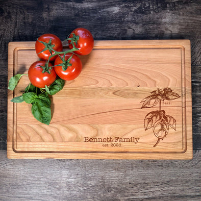Basil Custom Cutting Board. Herbs. Personalized Board. M64