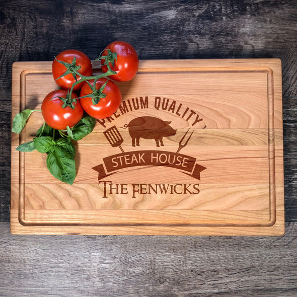 Premium Quality Steak House. Personalized Cutting Board. Customizable Gifts. M38