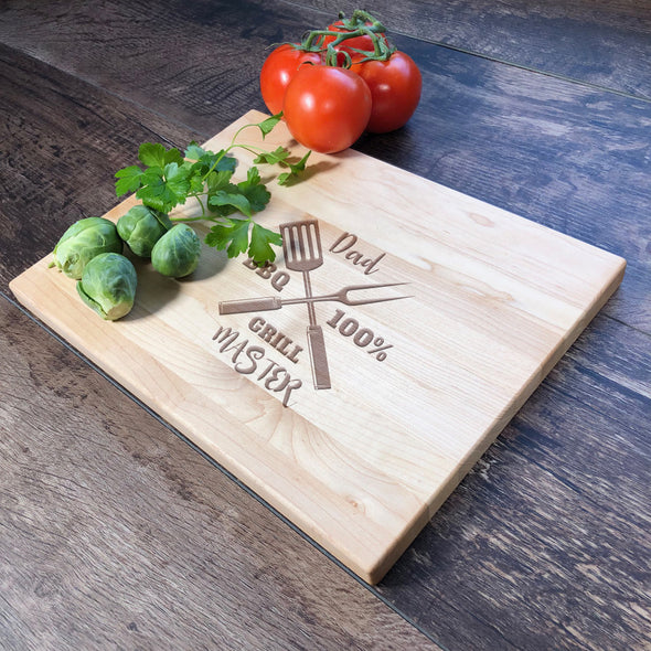 Grill Master. Engraved Cutting Board. Gift For Dad M36