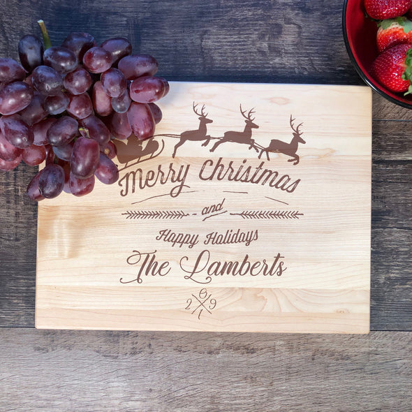Merry Christmas Custom Cutting Board. Cheese Board. M59