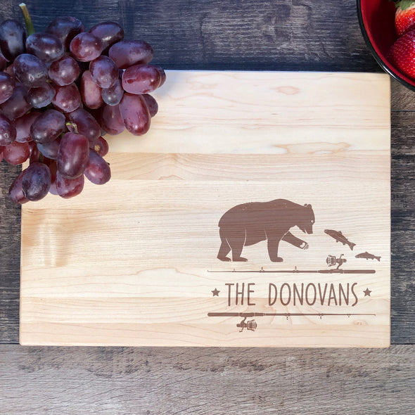 Fishing Bear Custom Cuttting Board. Your Name Here. M60