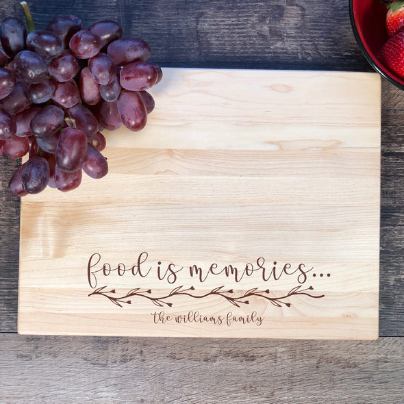 Food Is Memories. Custom Cutting Board. Personalized Board. M31