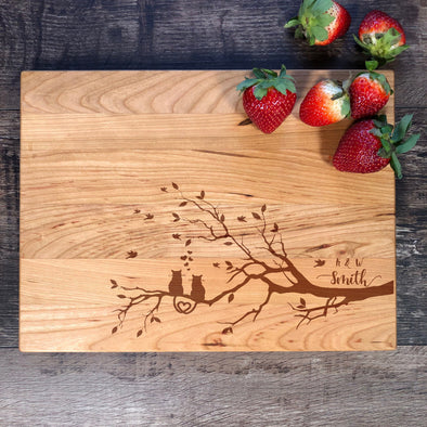 Love and Family Custom Cutting Board. Cats On A Branch. M10