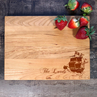 Pirate Ship. Custom Cutting Board. Family Name Board. M44