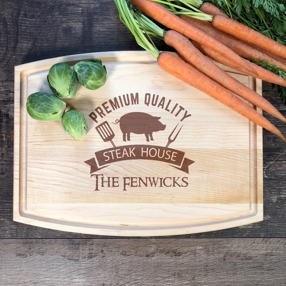 Premium Quality Steak House. Personalized Cutting Board. Customizable Gifts. M38