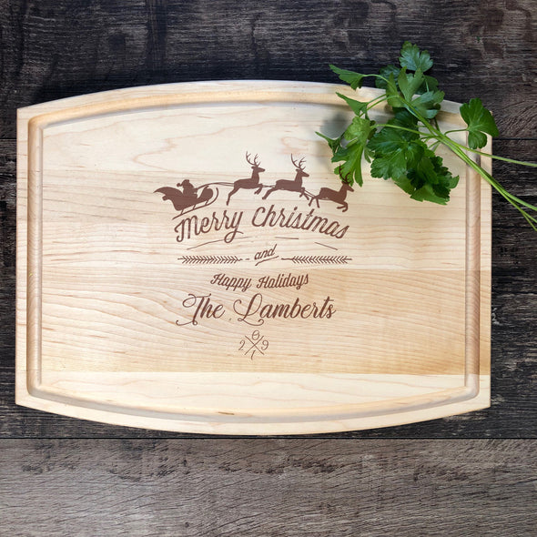 Merry Christmas Custom Cutting Board. Cheese Board. M59