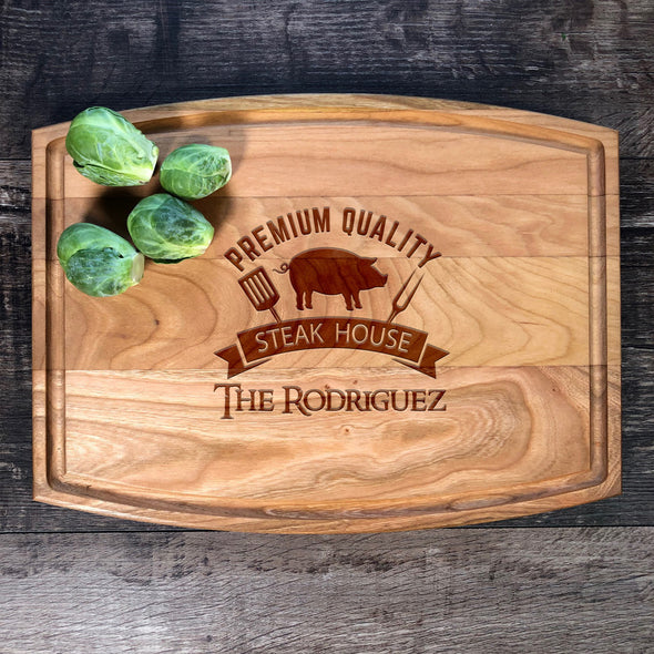 Premium Quality Steak House. Personalized Cutting Board. Customizable Gifts. M38