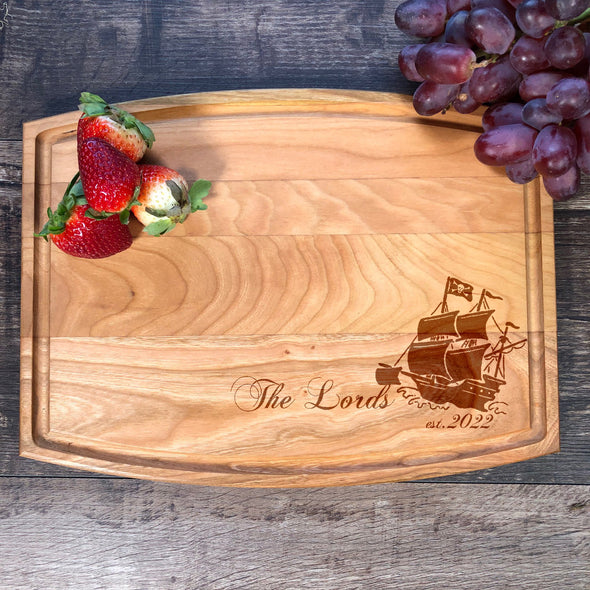 Pirate Ship. Custom Cutting Board. Family Name Board. M44