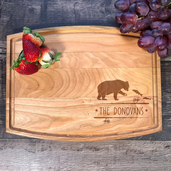Fishing Bear Custom Cuttting Board. Your Name Here. M60