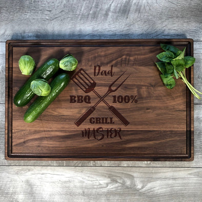 Grill Master. Engraved Cutting Board. Gift For Dad M36
