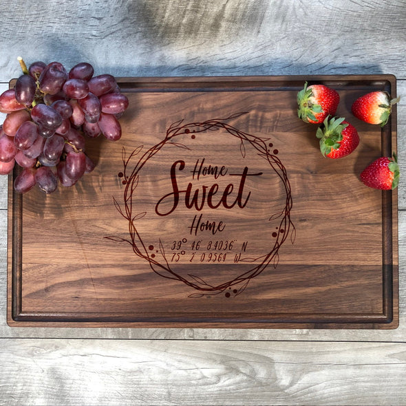 Home Sweet Home. GPS Coordinates. Personalized Board. Bamboo Board. M28