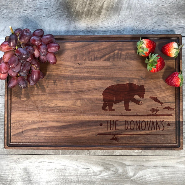 Fishing Bear Custom Cuttting Board. Your Name Here. M60