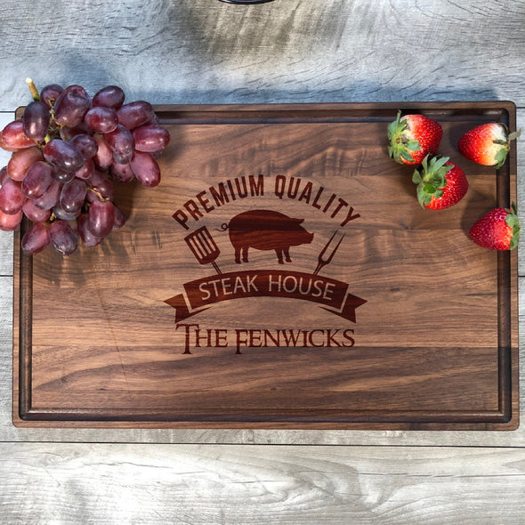 Premium Quality Steak House. Personalized Cutting Board. Customizable Gifts. M38