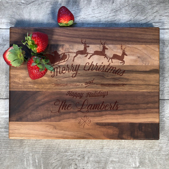Merry Christmas Custom Cutting Board. Cheese Board. M59