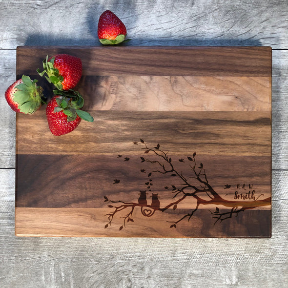 Love and Family Custom Cutting Board. Cats On A Branch. M10