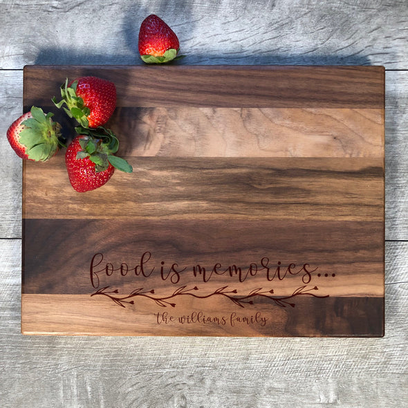 Food Is Memories. Custom Cutting Board. Personalized Board. M31