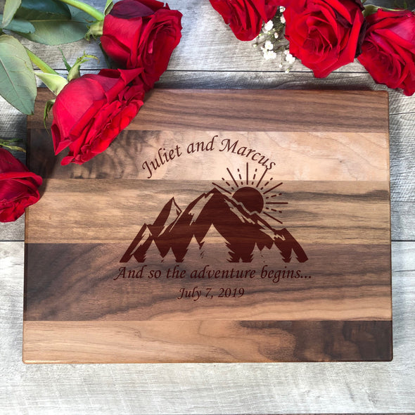 Custom Cutting Board. And So The Adventure Begins. Customized. Wedding Gift. M41