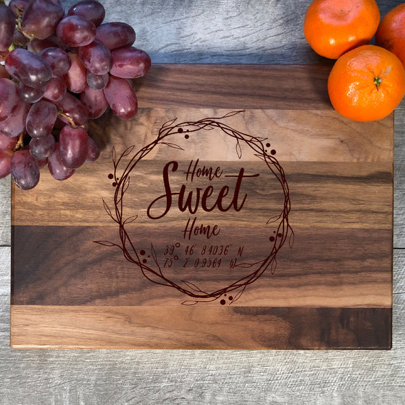 Home Sweet Home. GPS Coordinates. Personalized Board. Bamboo Board. M28